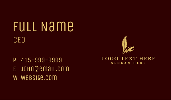 Feather Quill Ink Pen Business Card Design Image Preview