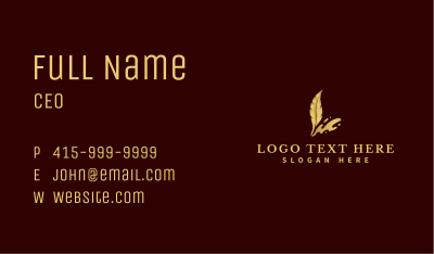 Feather Quill Ink Pen Business Card Image Preview