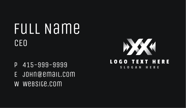 Metal Arrow Fabrication Letter XX Business Card Design Image Preview
