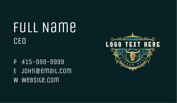 Classic Bull Ornamental Business Card Design Image Preview