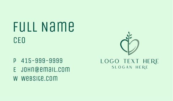 Organic Heart Leaf Business Card Design Image Preview