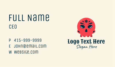 Red Mexican Skull Business Card Image Preview