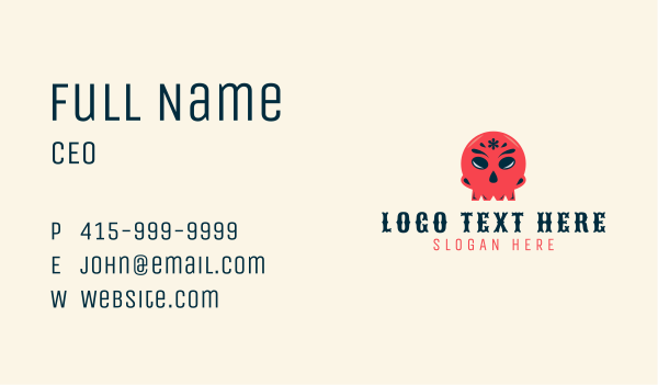 Red Mexican Skull Business Card Design Image Preview