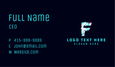 Futuristic Glitch Letter F Business Card Image Preview