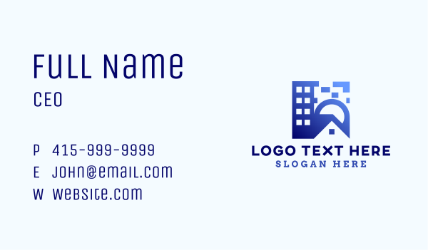 Gradient Blue House Business Card Design Image Preview