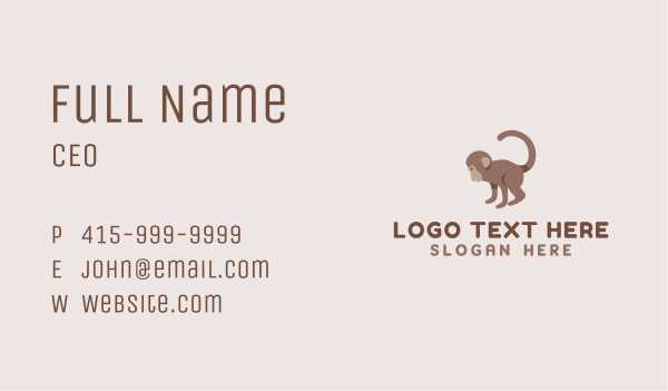 Brown Monkey Animal  Business Card Design Image Preview
