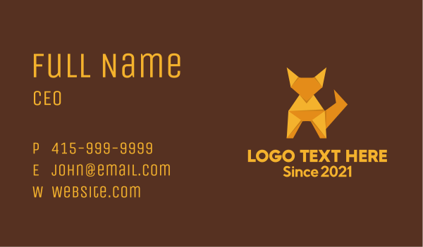 Orange Fox Origami Business Card Design Image Preview