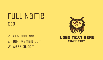 Owl Bird Gaming Character Business Card Image Preview