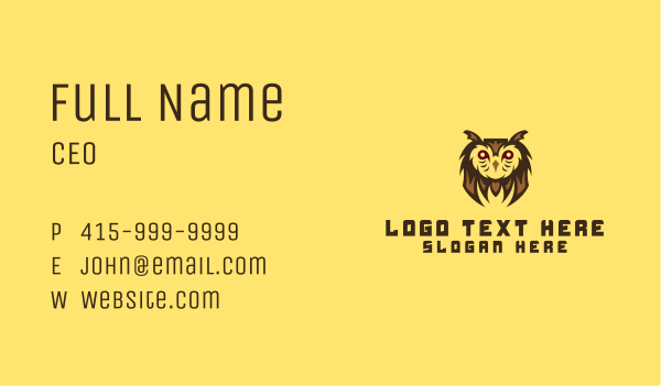 Owl Bird Gaming Character Business Card Design Image Preview