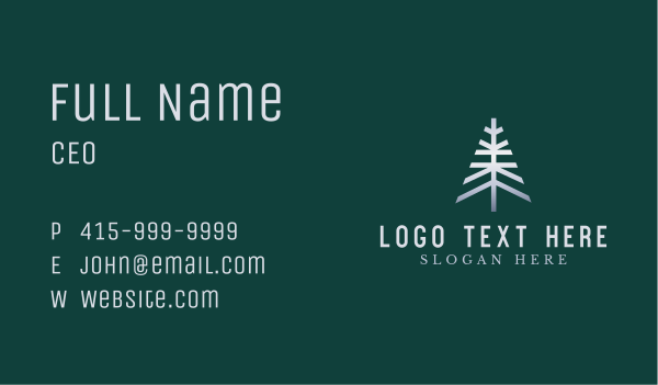 Metallic Pine Tree Nature Business Card Design Image Preview