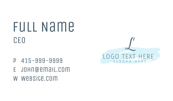 Blue Watercolor Lettermark Business Card Design Image Preview