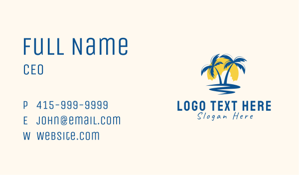 Summer Island Travel Business Card Design Image Preview