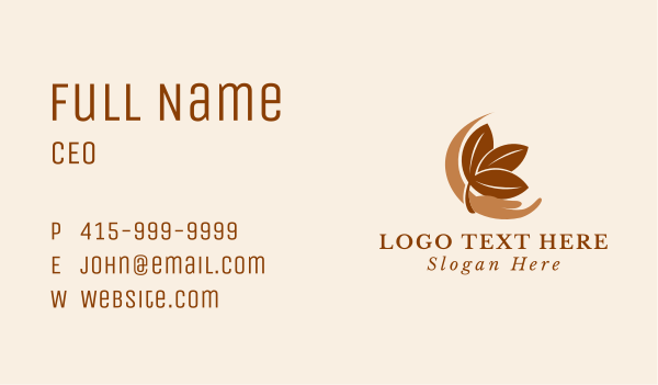 Nature Leaf Hand Business Card Design Image Preview