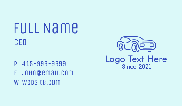 Blue Convertible Car  Business Card Design