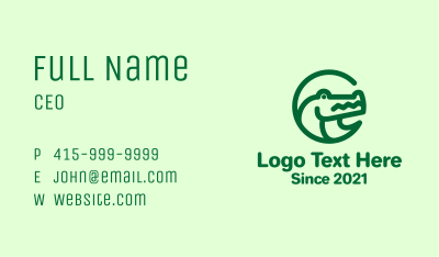 Minimalist Green Crocodile Business Card Image Preview