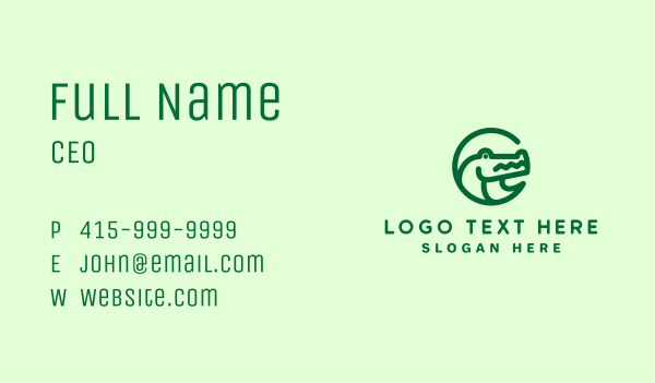 Minimalist Green Crocodile Business Card Design Image Preview