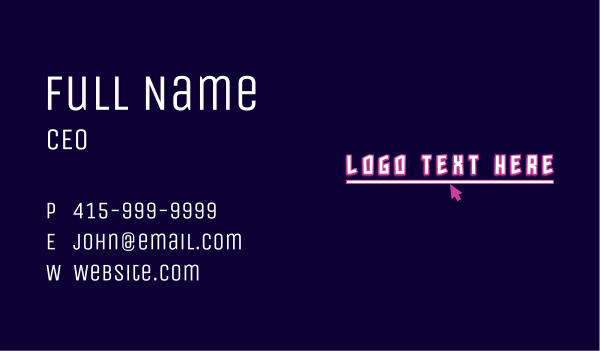 Neon Cursor Wordmark  Business Card Design Image Preview