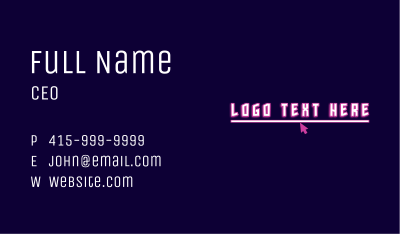 Neon Cursor Wordmark  Business Card Image Preview