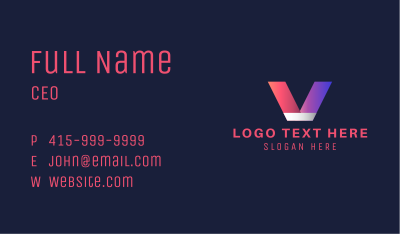 Gradient Modern Letter V Business Card Image Preview