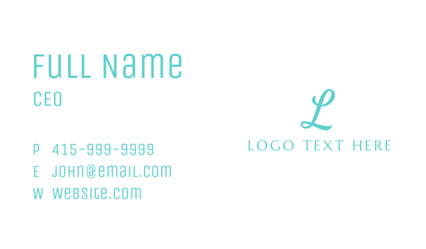 Feminine Cursive Letter Business Card Design Image Preview