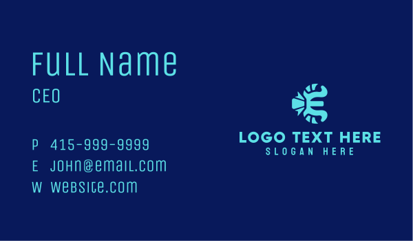 Blue Marine Letter E  Business Card Design Image Preview