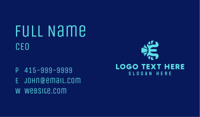Blue Marine Letter E  Business Card Image Preview