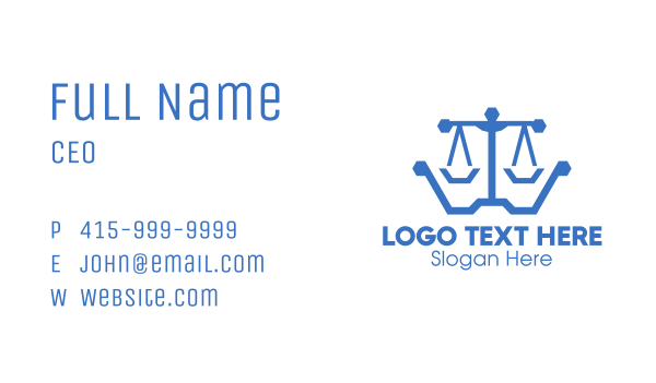 Blue Polygon Lawyer Scales Business Card Design Image Preview