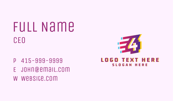 Speedy Number 4 Motion Business Card Design Image Preview