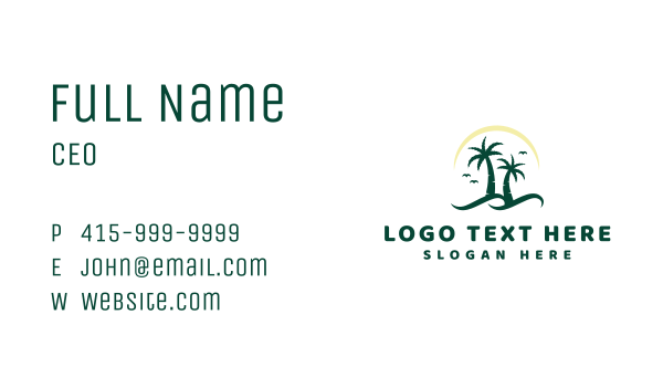 Coconut Tree Beach Wave Business Card Design Image Preview