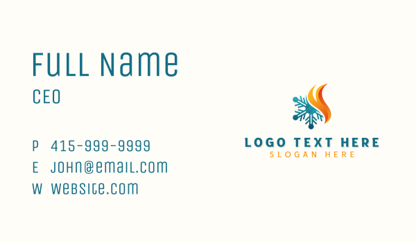 Snowflake Flame HVAC Business Card Design Image Preview