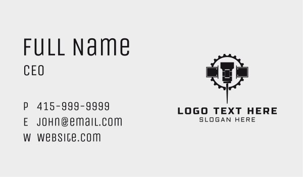 Cog Drill Machine Business Card Design Image Preview