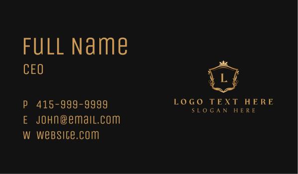 Golden Royalty Shield Business Card Design Image Preview
