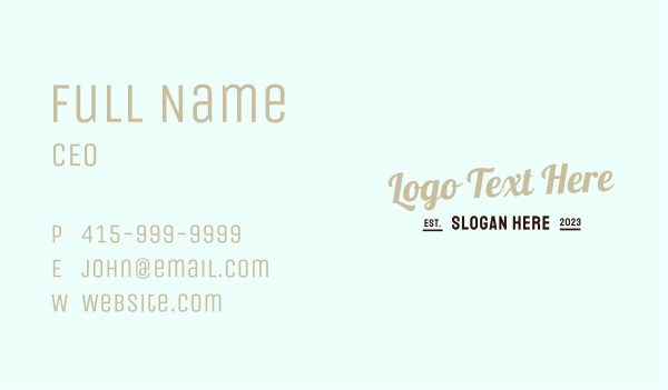Stylish Cursive Wordmark Business Card Design Image Preview