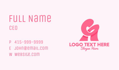 Pink Girly Letter A Business Card