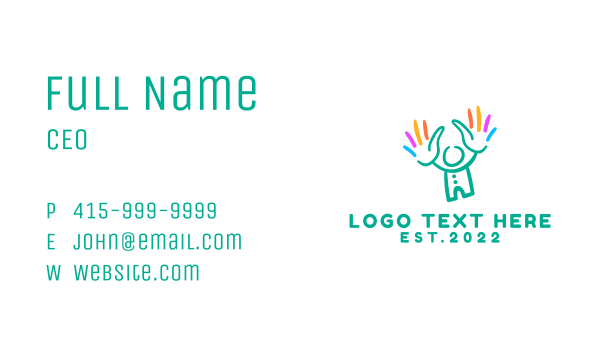 Colorful Child Hands  Business Card Design Image Preview