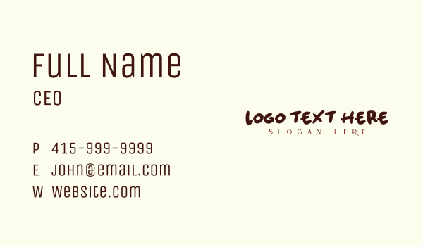 Playful Handwritten Wordmark Business Card Design Image Preview