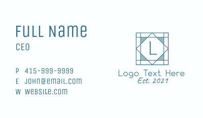 Blue Tile Design Letter  Business Card