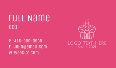 White Cherry Cupcake  Business Card Image Preview
