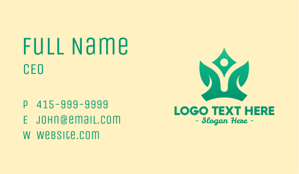 Yoga Leaf Crown Business Card Design Image Preview