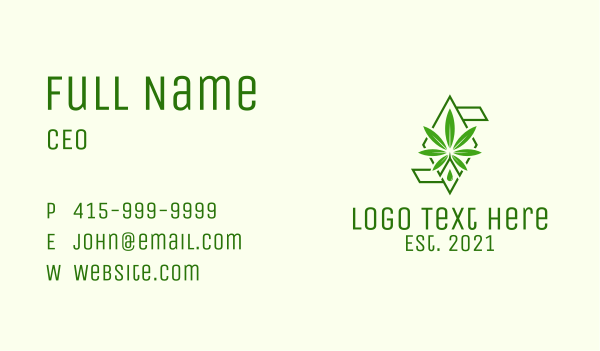 Green Cannabis Diamond Business Card Design Image Preview