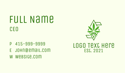 Green Cannabis Diamond Business Card