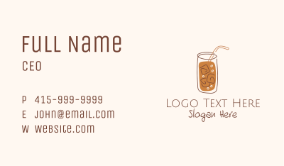Brown Iced Drink Line Art Business Card Image Preview