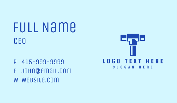 Blue Piping Letter T Business Card Design Image Preview