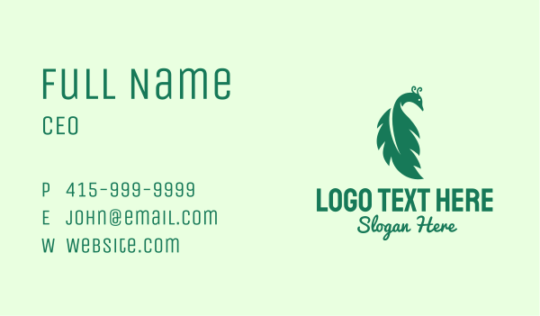 Green Peacock Leaf Business Card Design Image Preview