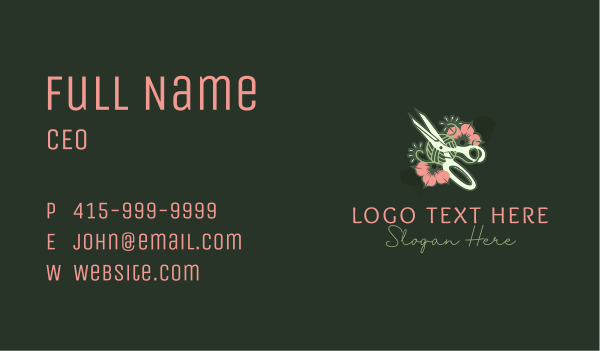 Scissors Floral Tailoring  Business Card Design Image Preview