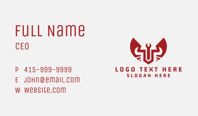 Red Handyman Wrench Wings  Business Card Image Preview