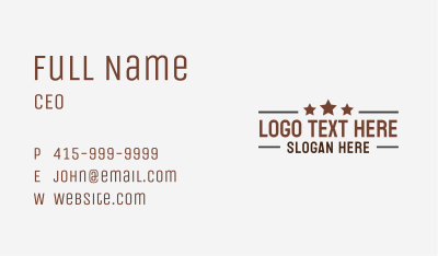 Hipster Star Wordmark Business Card Image Preview