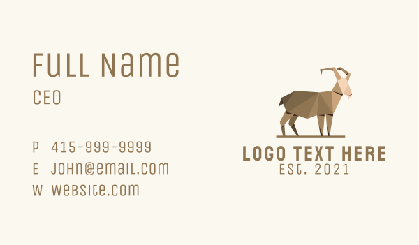 Brown Goat Origami  Business Card Design Image Preview