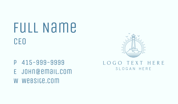 Sunshine Lighthouse Rock Business Card Design Image Preview