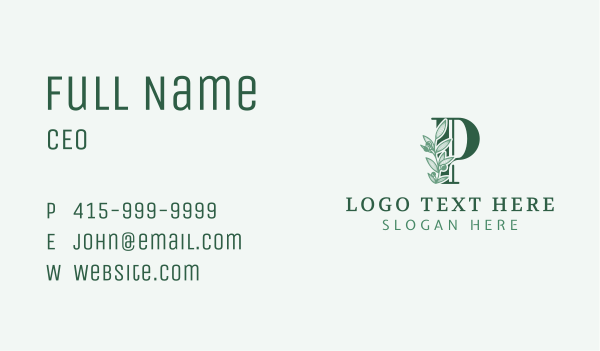 Green Olives Letter P Business Card Design Image Preview